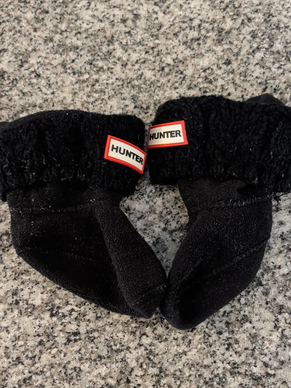 Hunter Black Fleece Boot Liners with Red-Trim Logo